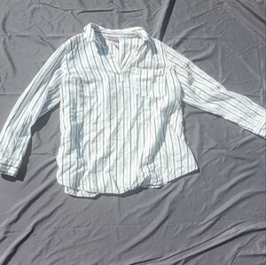 Linen Striped Blouse Button Down
